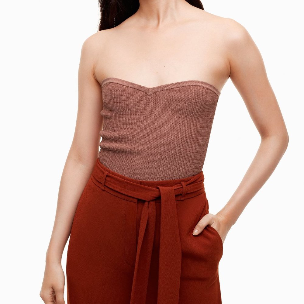 Aritzia Babaton Olaf Ribbed Tube Top, Small, Brown